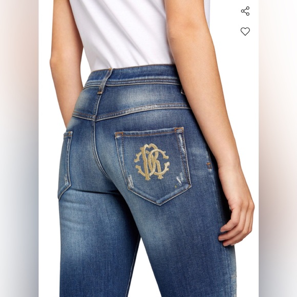Roberto Cavalli Distressed Mid Rise Skinny Jeans - Picture 3 of 9